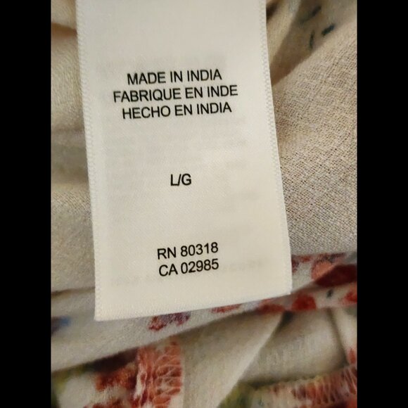 Lucky Brand Floral Peasant Blouse Boho Top White Multicolor – Size L - Picture 9 of 11